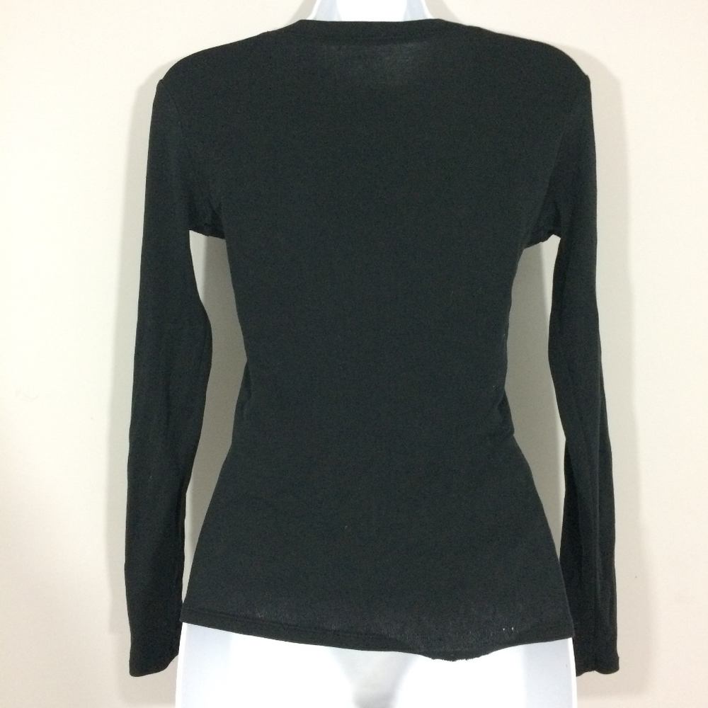 Mossimo Womens XS Black V-Neck Long Sleeve Shirt - Picture 3 of 5